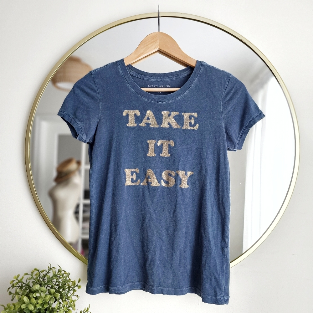 Lucky Brand Women's Vintage Washed Graphic "Take It Easy" T-Shirt Size XS